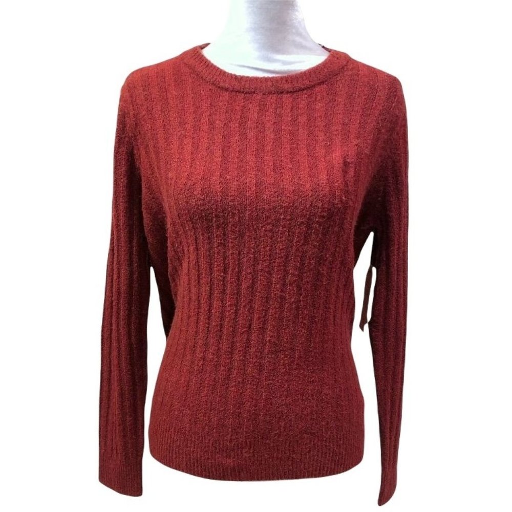 Stitch Fix Pinque Burnt Orange Red Cinnamon Rust Criss Cross Knit Sweater Medium